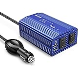 BESTEK インバーター シガーソケット コンセント 300W DC12VをAC100Vに変換 USB2ポート搭載 12V車専用 カーインバーター 車載用インバーター ブルー MRI3010BU-BL