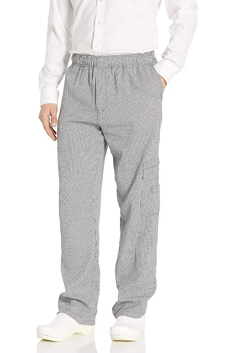 White Checkerboard Print Chef Pants 