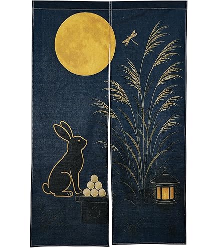 Amazon | 和風のれん【うさぎ（防炎加工）】（幅82㎝ x 丈150cm