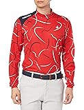 [ルコックスポルティフゴルフ] モックネック長袖シャツ 【ストレッチフォーサー】 総柄 吸汗速乾 UPF50 ゴルフ QGMWJB02 メンズ RD00(レッド)