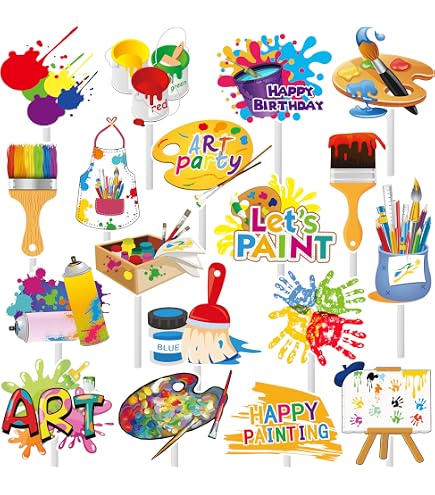 Slime & Handabdruck Cupcake Topper – 24 Stück, Vorgestanzt & Bemalt, Für Kunst-Partys & Kindergeburtstage