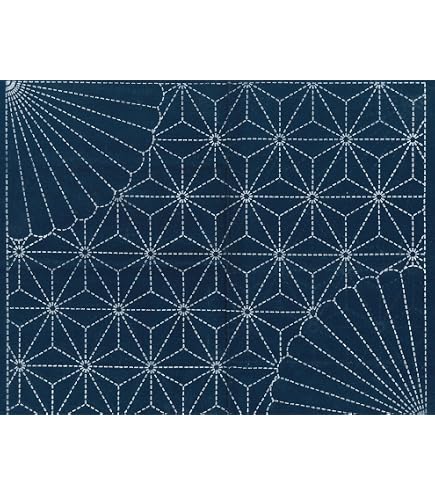 Amazon | ナスカ(NASKA) 刺し子布 藍染め 1麻の葉 35×38cm ブルー