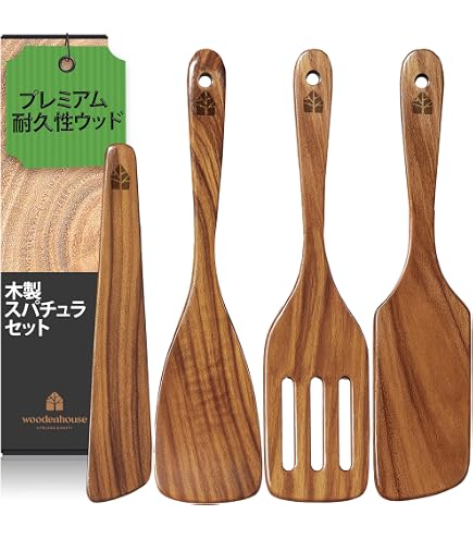 Amazon | 木べら,木ベラ ヘラ 料理 12インチ チーク木製スパチュラ 2本