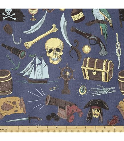 Amazon | Ambesonne ミッドセンチュリー生地 The Yard 科学的インスピ