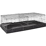 Amazonベーシック 漏れ防止 ペットケージ 小動物 モルモット用 キャンバス底 仕切り付き 約122×36×61cm ブラック