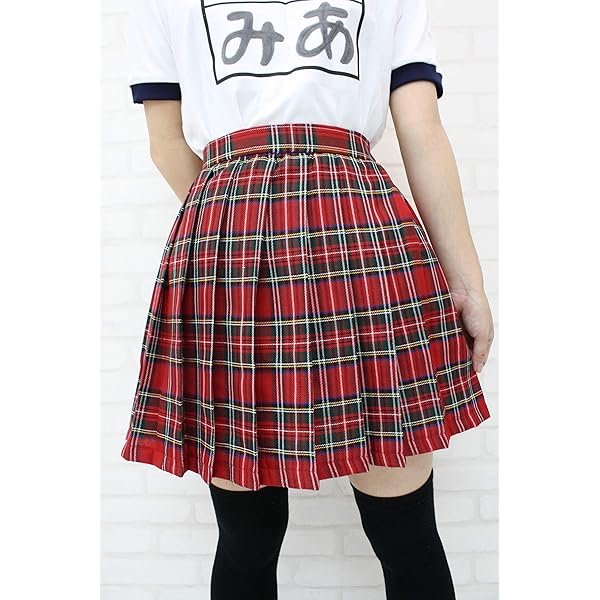 Amazon.co.jp: [m.i.a] チェック柄プリーツスカート単品 色：赤×白