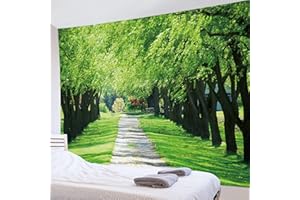 LB 自然風景タペストリー 森 緑の並木 おしゃれ 壁掛け インテリア モダン 風景画 ファブリック装飾品 多機能 壁 窓 個性プレゼント 布製 グリーン (200ｘ150cm)