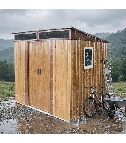 Amazon | 窓付き物置 屋外 戸外収納庫 スチール 幅195×奥行150×高さ