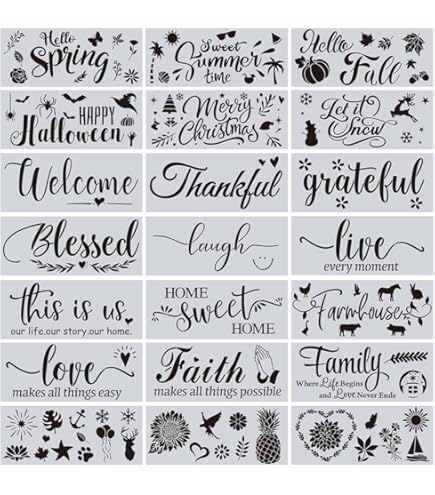 JAJADO Christian Silk Screen Stencils 6 Pcs, Self Adhesive Stencils Religious Reusable Mesh Transfers Faith Bible Inspirational Painting Stencil For Painting On Wood/Shirt/Cup DIY Home Office Decor
