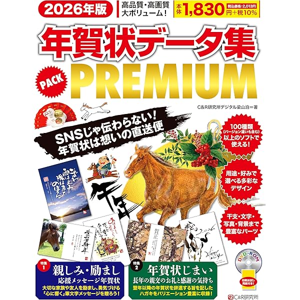 Amazon.co.jp: 2026年 午年年賀状デザイン・プロ用超高品質DTP素材「賀
