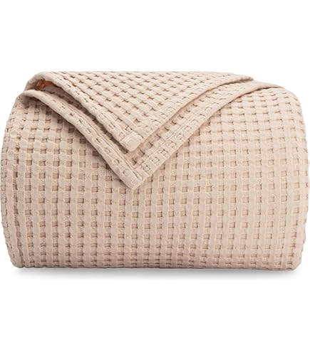 100% Cotton Blankets Throw Size For Bed - Waffle Weave Blankets For