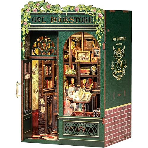 CUTEBEE Book Nook Kit - DIY Miniature House Kit for Adults, Teens and Beginners, Dollhouse Booknook Library Tiny House Booksh