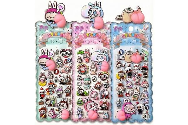 ぷくぷくシール 3D立体 おしりぷにぷに かわいい デコステッカー ごほうびシール 手帳 スマホケース 装飾用 子供 大人 プレゼント 3枚セット