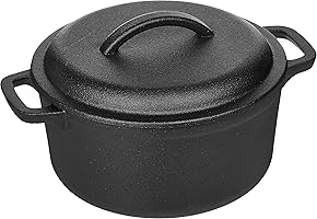 AmazonBasics Pre-Seasoned Cast Iron Dutch Oven with Dual Handles - 2-Quart
