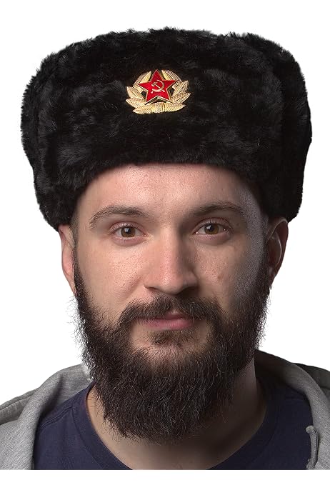 TEPEM Hat Russian Ushanka Black-62 