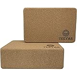 ヨガブロック コルク- Teeyar 2個セット 頑丈な 天然スペインのコルク運動ブロック 23 x 15 x 7.6cm ヨガ/ピラティス/ジム 練習用, バランス/柔軟性/後屈を改善する(Cork Yoga Blocks)