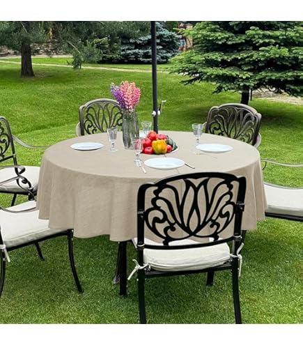 DII Outdoor Tischdecke Rund – 152 Cm – Mit Reißverschluss & Öffnung Für Sonnenschirme – Für 4-6 Personen –