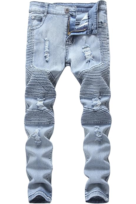 Boy's Vintage Slim Moto Biker Skinny 