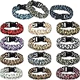 15 Pieces Kids Paracord Bracelet Parachute Cord Bracelet Paracord Bracelets for Men Survival Emergency Tactical Bracelets for