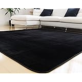 洗えるラグ 200×250 ラグマット 滑り止め付 カーペット Lサイズ (無地・ブラック)