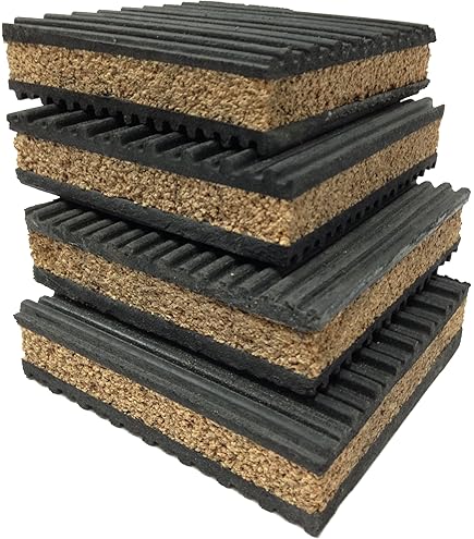 4P Anti Vibration Pads 6'' X 6'' X 7/8" Sound Isolation Ribbed Rubber Mats Eva Center Heavy Duty Vibration Isolation Pads Air Compressos Conditioner Tread