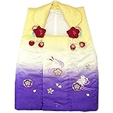 [京都室町st．] 七五三 着物 3歳女の子 合繊の被布コート（単品）「黄色＆紫、うさぎと流水」THF714