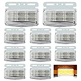 Lezalic 高輝度LED トラック サイド マーカー 24V 10個セット 防水 防塵 42基搭載 ４面発光 ランプ カスタム ドレスアップ (アンバー)