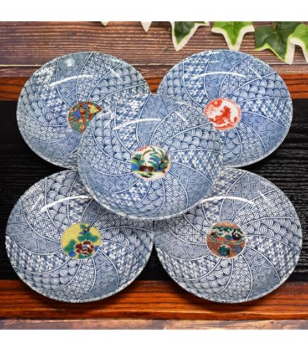 Amazon.co.jp: 西海陶器 波佐見焼 「 献上古伊万里 」 取皿 5点セット
