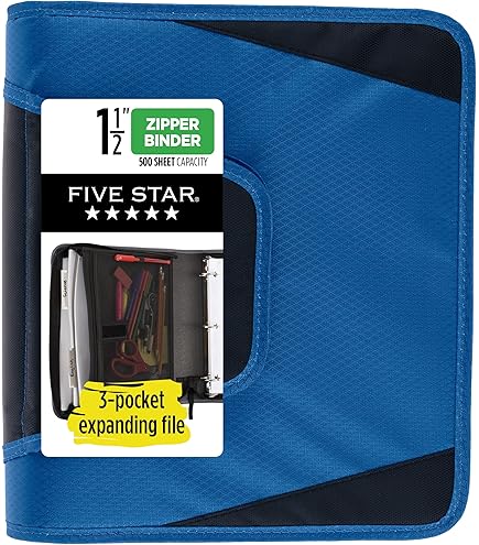 Five Star Zipper Binder, 1 Inch 3 Ring Binder, Carry-all
