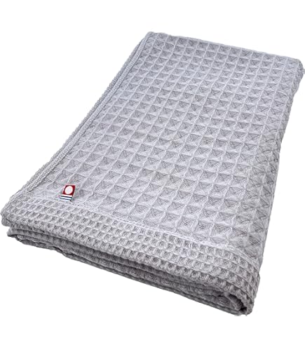 特価✨未使用⭐️2枚セット❣️ワッフル織 バスタオル　大判　グレー　76×152 Amazon｜無印良品 ワッフル織り大判バスタオル・ライトグレー 2