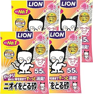 Amazon Co Jp限定 ライオン Lion ニオイをとる砂 猫砂 フローラルソープ 5 5lx4袋 ケース販売 ニオイをとる砂 猫砂 通販 Amazon