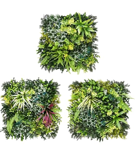 Amazon｜ULAND フェイクグリーン 壁掛け 50×50cm 4枚セット 人工観葉