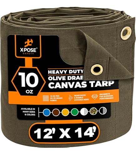 Canvas Tarp Heavy Duty Waterproof 18 oz. Mold & UV Resistant with