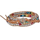 SPUNKYsoul New! 7 Chakra Balancing Leather Wrap Crystal Bracelet with Hematite for Women Collection