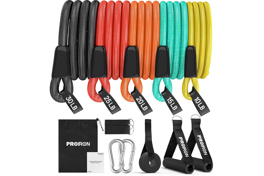 PROIRON Resistance Bands Set 14 Pieces Training Tubes with Handles | Anti-Snap, with Door Anchor, Ankle Straps, Training Manu