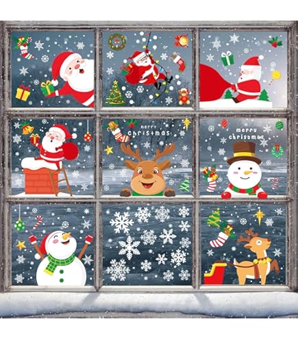 Amazon.co.jp: クリスマス 飾り 静電ステッカー 剥がせる 汚れない 6