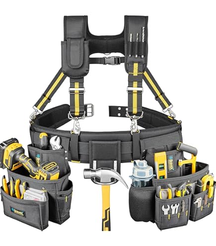 Tool Belt With Suspenders, Heavy Duty Magnetic Tool Belts For Men With 18 Pockets, Tool Belt - View #9