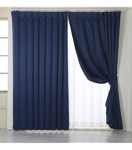 Amazon｜防炎 遮光1級 カーテン ドレープカーテン セレクト ネイビー