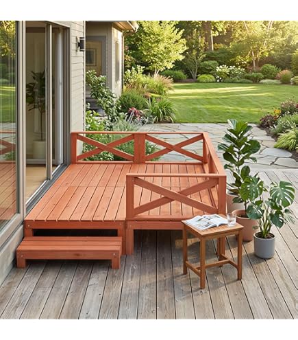 Amazon.co.jp: ウッドデッキ 天然木 キット 8点セット1坪 踏み台 屋外