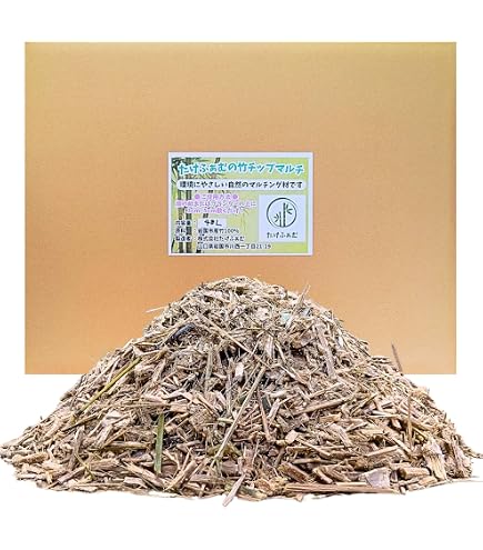 Amazon | 竹チップ 60L 青竹枯れ竹混合 葉入り マルチング材 | 肥料