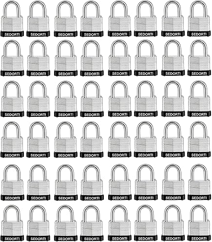 Hicarer 50 Pack Waterproof Padlocks Keyed Alike - 1-9/16 Inch