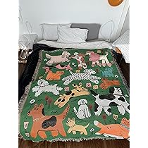 犬　スクービードゥー　ブランケット　マルチカバー　ソファカバー　145x123 Amazon｜Dog Park 犬 柄,グリーン, 可愛い おしゃれ マルチカバー