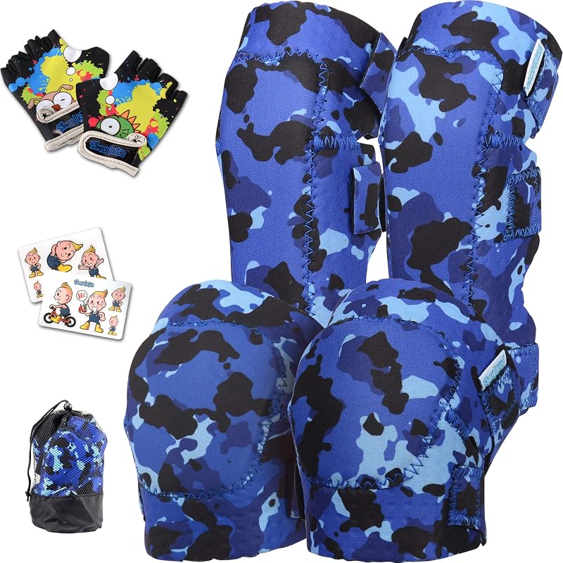 Simply Kids 軟式 プロテクター 子供 膝/肘/サイクルグローブ 6点セット 収納袋とステッカー付き I 快適 キッズプロテクター 【 CSPC認定 】I 自転車 一輪車 スケボー キッズプロテクター ローラースケート ひざあて 子供