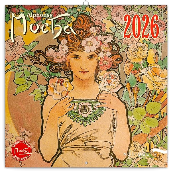 Amazon | Alphonse Mucha Wall Calendar 2026 (Art Calendar) | Flame