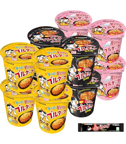 Amazon.co.jp: ブルダック炒め麺 ビッグカップ 人気3個セット お手拭き