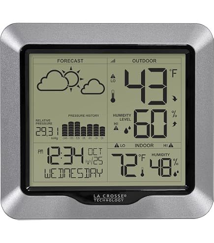 Stazione Meteo La Crosse WS6812 Per Interni/Esterni - Temperatura, Umidità, Fasi Lunari, Wireless, Blu/Bianco