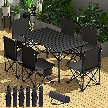 【新品】最終セール❤アウトドアテーブル　椅子セット　ブラック　キャンプ　BBQ Amazon.co.jp 最新リリース: アウトドアテーブル・チェアセット
