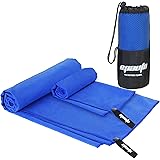 EPAuto Microfiber Travel Towel Fast Drying for Camping and Yoga, 2 Pack, Blue