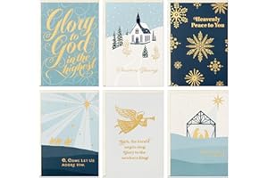 Hallmark Religious Christmas Card Assortment, Heavenly Peace (36 Cards and Envelopes) Dusty Blue and Gold Foil