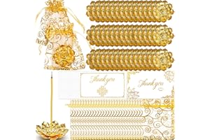 Amyhill Diwali Gifts Bulk, Lotus Incense Burner, Indian Return Gifts for Pooja Bulk, Stick Holder, Gold Double Layer Design w